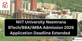 NIIT University Neemrana Admission 2026 Application Deadline Extended for BTech BBA and  iMBA  Apply by March 2